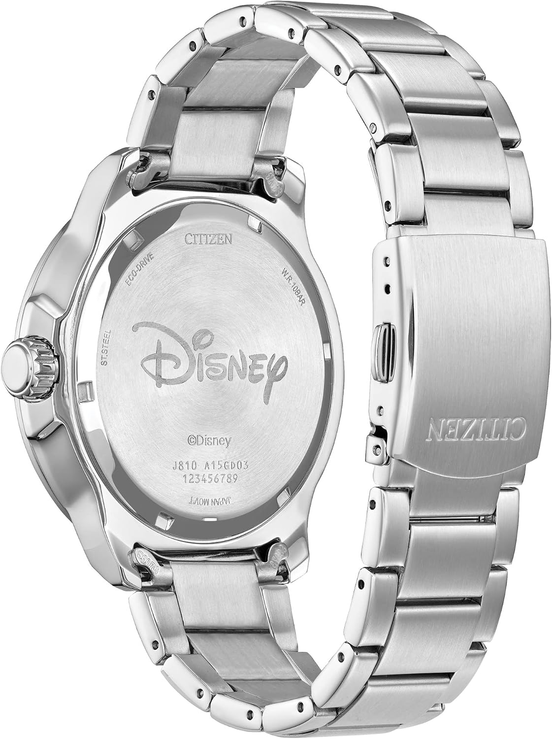 HOTCitizen Eco-Drive Men's Mickey Astronaut Stainless Steel Watch, Red and Black Bezel, (Model: AW1709-54W)