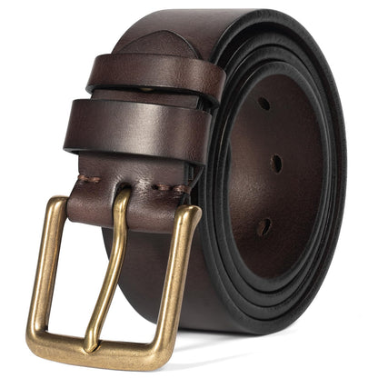 HOTThicken Full Grain Leather Mens Belt Heavy Duty Mens Work Belt Mens Belt High Hardness Buckle Packed In Gift Box