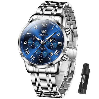 HOTOLEVS Men Multifunction Watch, Multi Dial Waterproof Luminous Chronograph Men's Watch with Date Gift for Men,Stainless Steel Watches for Men,Classic Men Wrist Watch