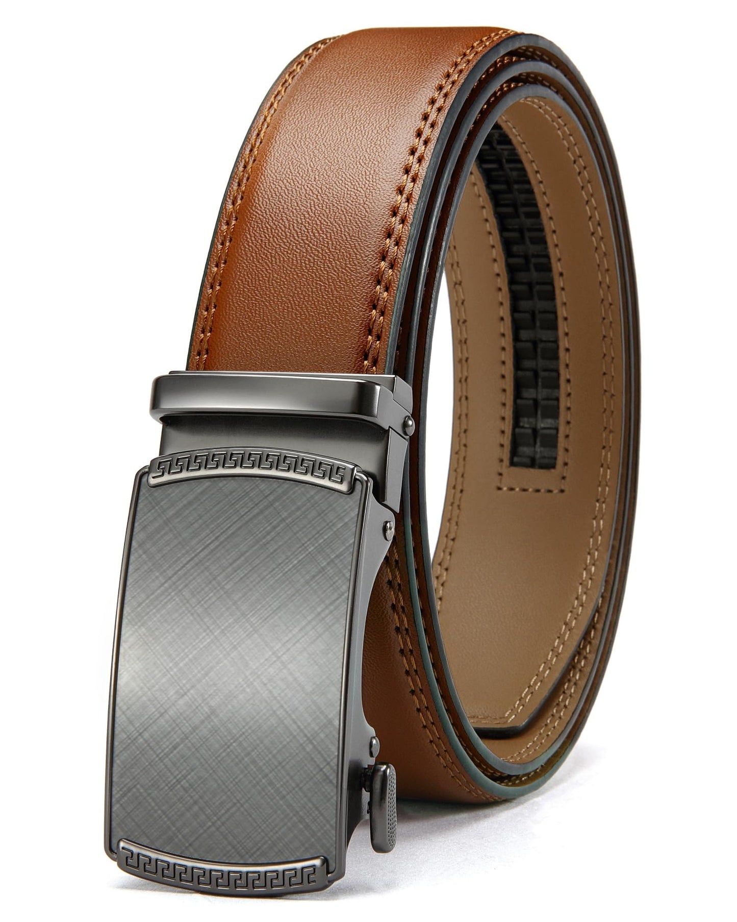 HOTCHAOREN Mens Belt Leather Ratchet Belt - Customizable Fit, Effortless Style (35mm)
