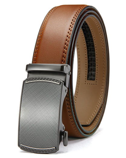HOTCHAOREN Mens Belt Leather Ratchet Belt - Customizable Fit, Effortless Style (35mm)