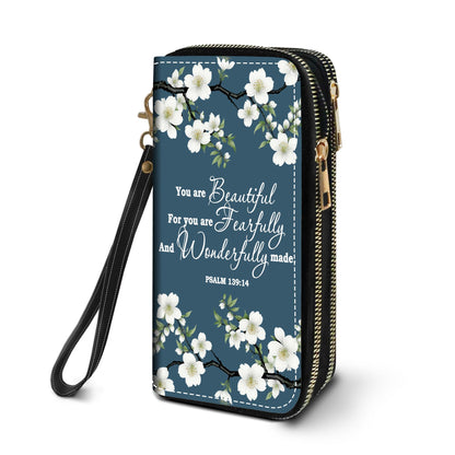 HOTWomen's Large Capacity Wallet PU Leather Double Zipper Clutch Purse Multifunctional Wallet with Removable Wristlet Strap for Smart Phone/Coin/Card/Cash, Floral Quotes Bible Verse Philippians 4-13
