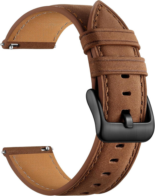 HOTGEAK 20mm 18mm 22mm Leather Band Compatible with Garmin Vivoactive 5/6/4/3 Watch Bands, Venu 4/Venu 3S/2S, Quick Release Vintage Genuine Leather Strap for Venu 3/2/Forerunner 265/165 Men Women