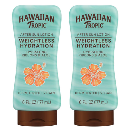 HOTHawaiian Tropic Weightless Hydration After Sun Lotion with Aloe, 6Fl Oz Twin Pack, Hawaiian Tropic Lotion, Moisturizing Lotion, After Sun Care, After Sun Moisturizer, 6Fl Oz each