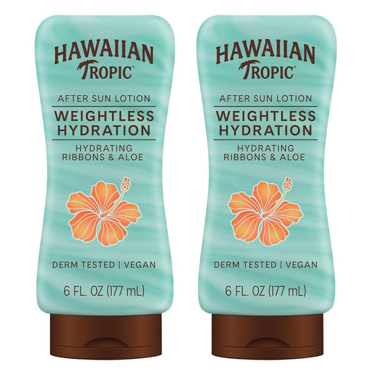 HOTHawaiian Tropic Weightless Hydration After Sun Lotion with Aloe, 6Fl Oz Twin Pack, Hawaiian Tropic Lotion, Moisturizing Lotion, After Sun Care, After Sun Moisturizer, 6Fl Oz each