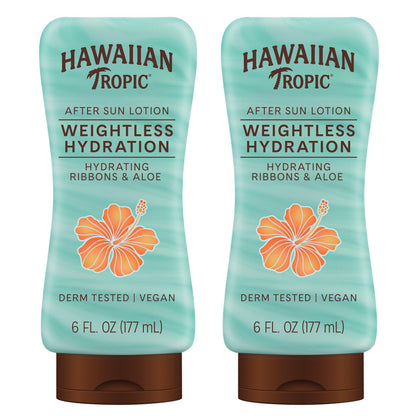 HOTHawaiian Tropic Weightless Hydration After Sun Lotion with Aloe, 6Fl Oz Twin Pack, Hawaiian Tropic Lotion, Moisturizing Lotion, After Sun Care, After Sun Moisturizer, 6Fl Oz each