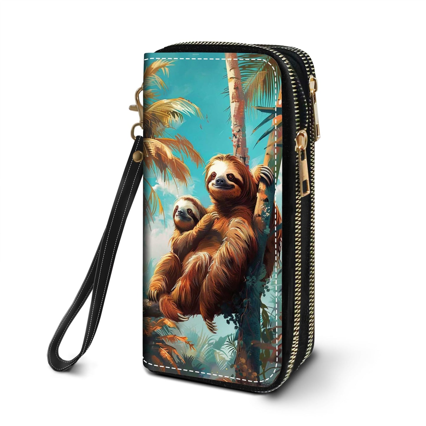 HOTWomen's Large Capacity Wallet PU Leather Double Zipper Clutch Purse Multifunctional Wallet with Removable Wristlet Strap for Smart Phone/Coin/Card/Cash, Flower Butterfly