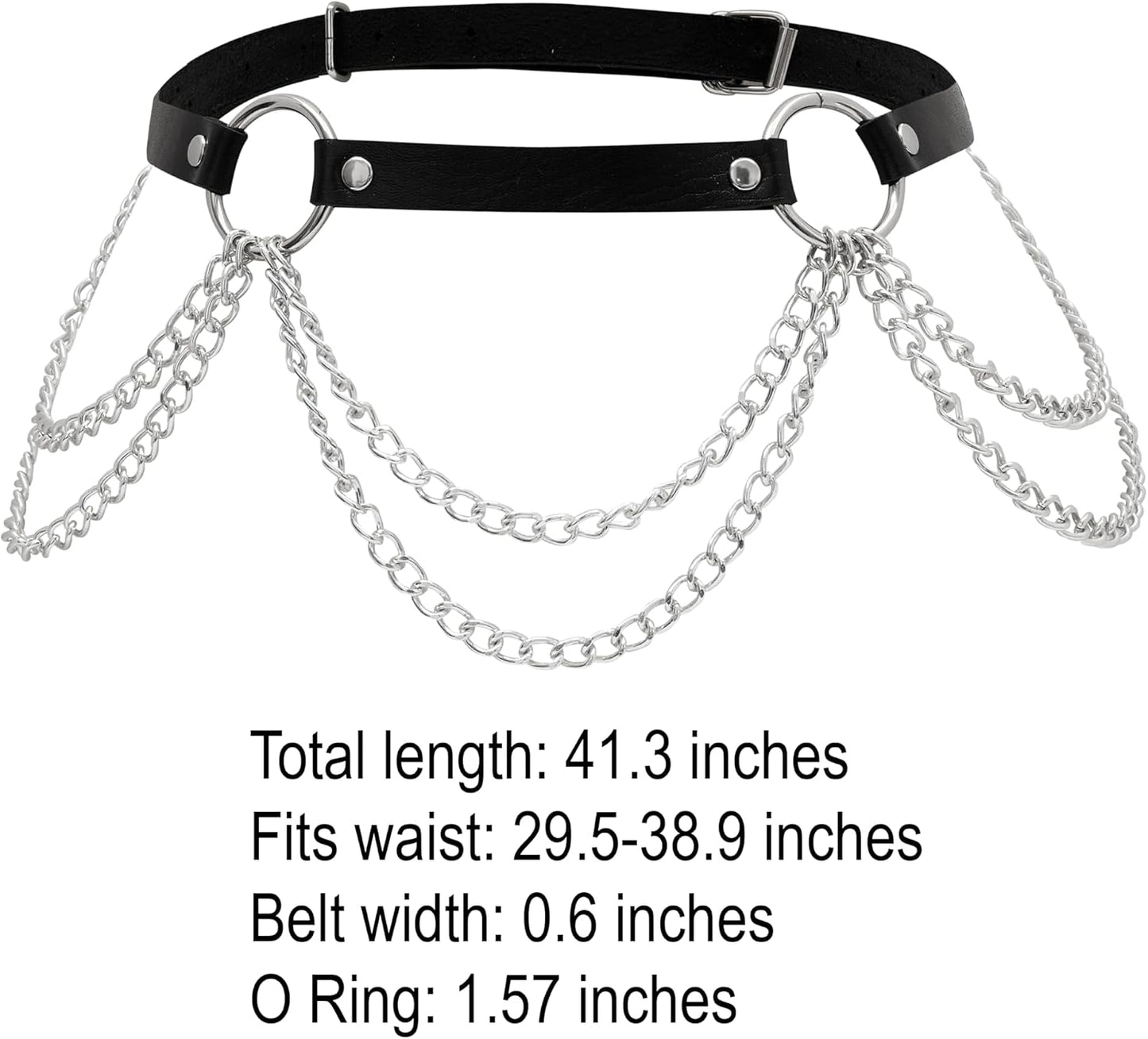 HOTSacina Black PU leather Belt, Emo Punk Grunge Gothic Belt, Goth Accessories, Punk Accessories, Waist Chain