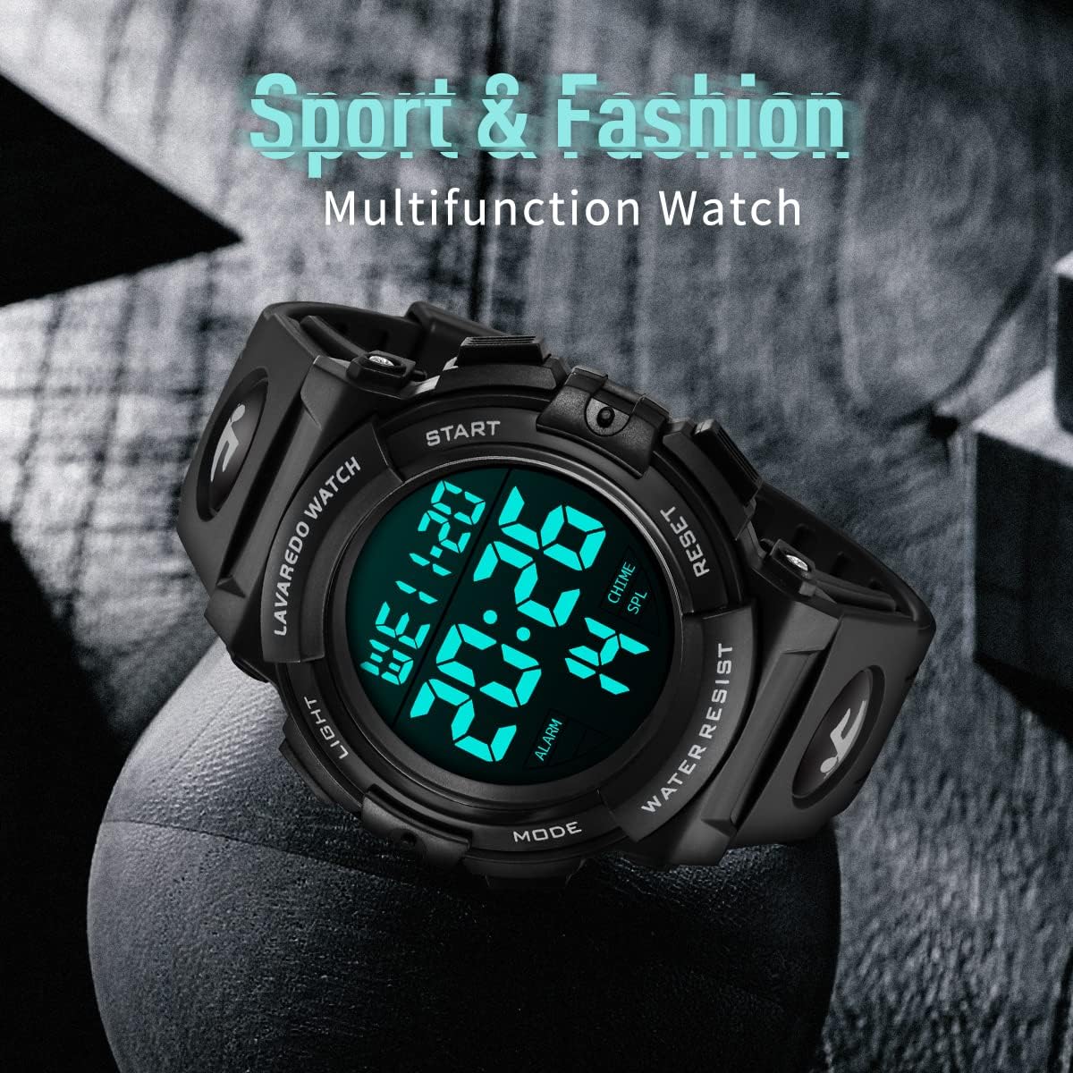 HOTL LAVAREDO Mens Digital Watch Sports Military Watches Waterproof Outdoor Chronograph Wrist Watches for Men with LED Back Ligh/Alarm/Date