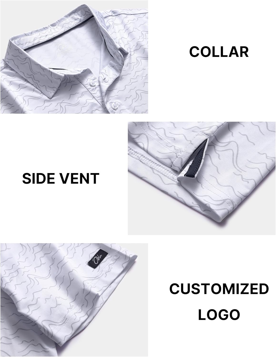 HOTObla Mens Golf Polo Shirts Short Sleeve Dry Fit Performance Moisture Wicking Casual Print Collared Golf Shirts for Men