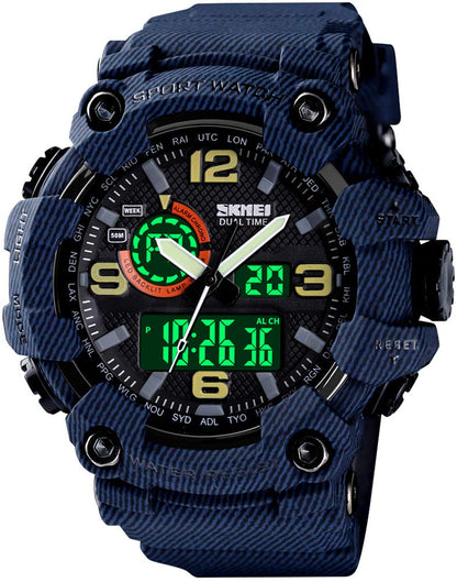 HOTGosasa Men's Large Face Outdoor Sports Watches Military S-Shock Watch Waterproof, Backlight, Alarm, Stopwatch Features - Rugged Wristwatch for Training, Hiking, and Adventure