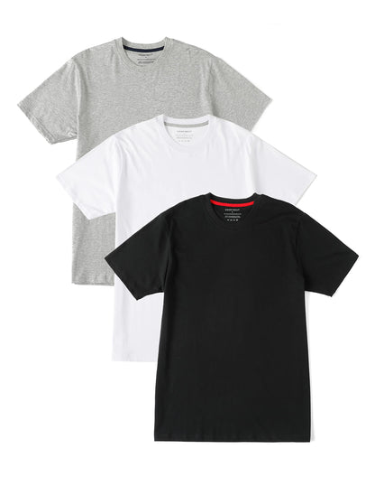 HOTComfneat Men's 3-Pack Lightweight T-Shirts Cotton Crew Neck Regular Fit Solid Tee