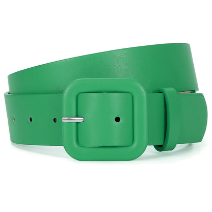HOTWHIPPY Women Leather Belt Candy Color Fashion Square Buckle Belt Ladies Belt for Jeans Pants Dresses
