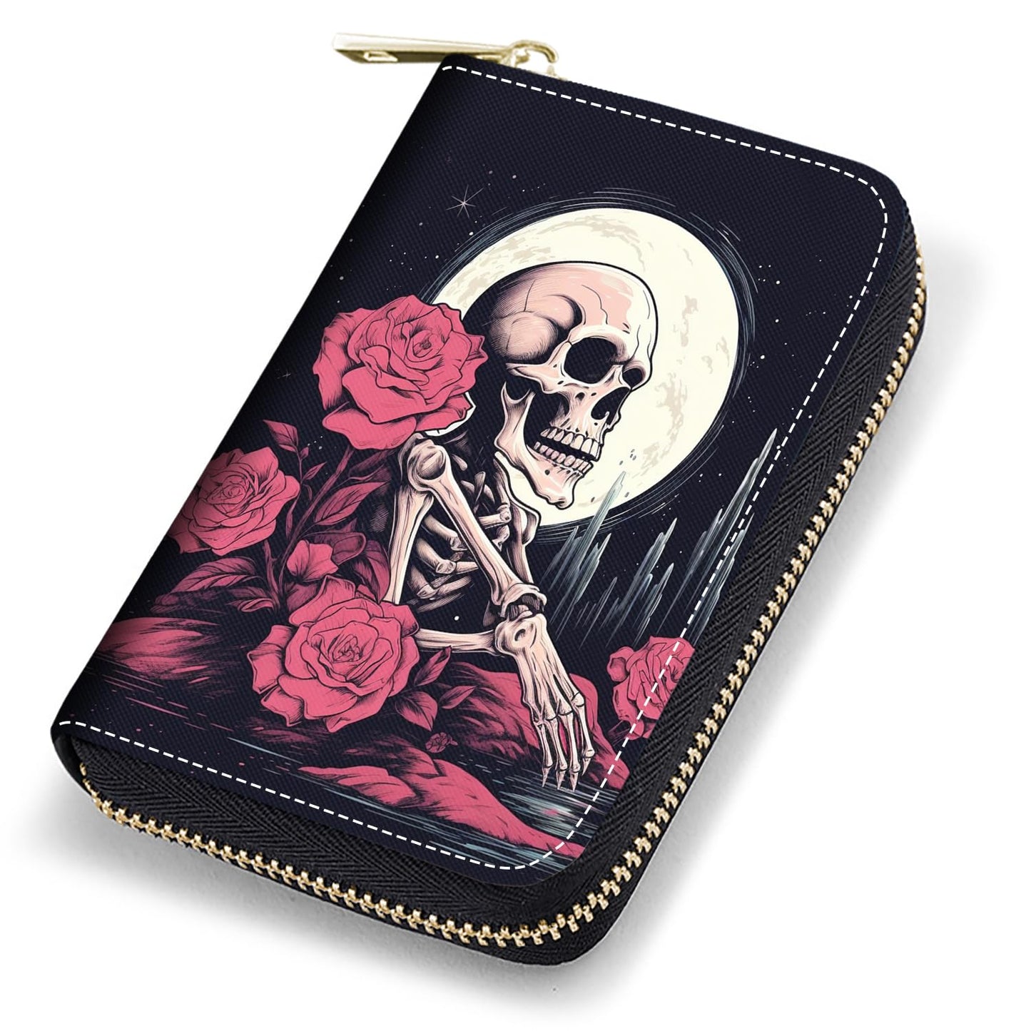 HOTCredit Card Holder Wallets for Women, RFID Blocking Small Leather Card Case Wallet with Zipper Accordion Wallets, Floral Quote Bible Verse Psalm 46:10