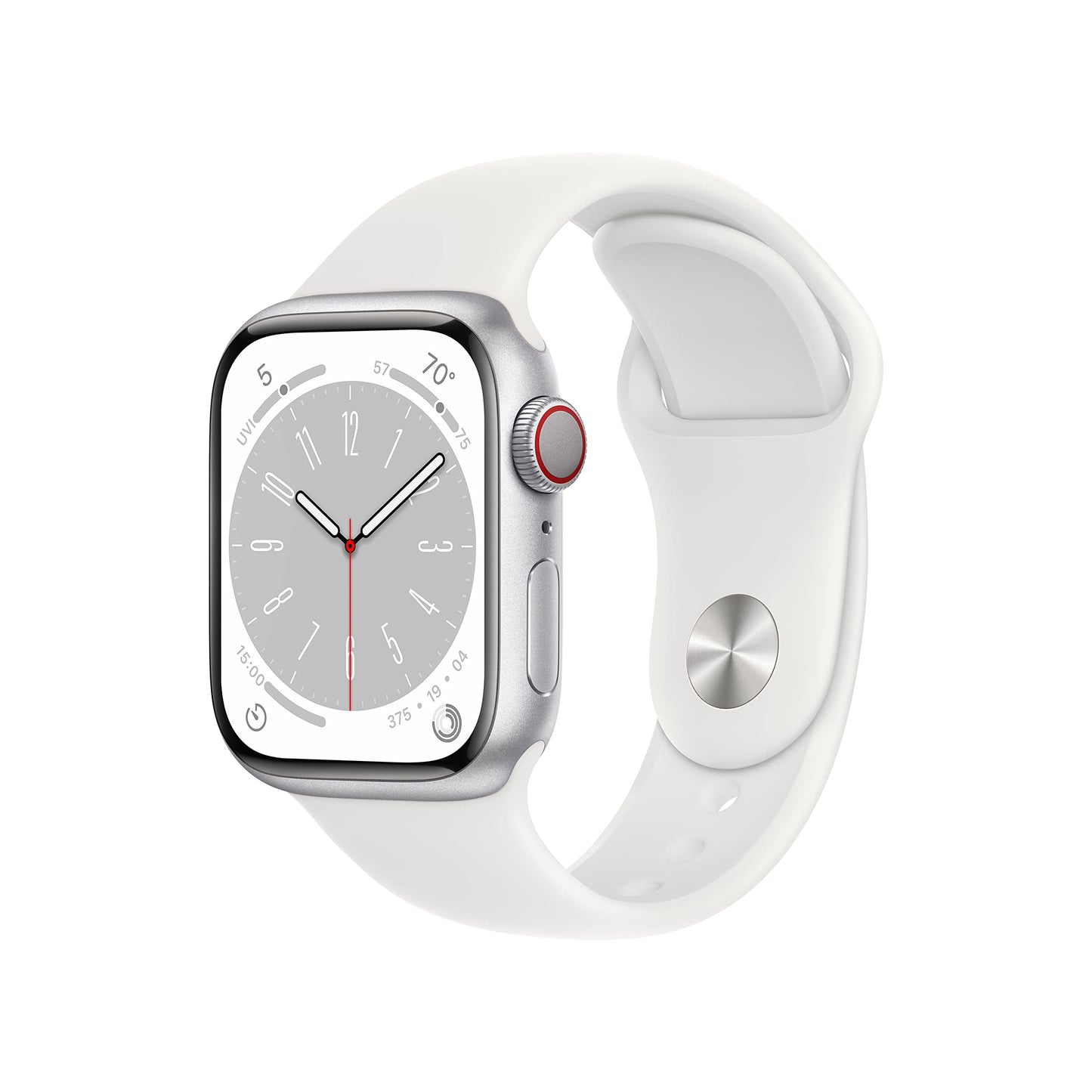 HOTApple Watch Series 8 (GPS + Cellular, 41MM) Gold Stainless Steel Case with Starlight Sport Band - S/M (Renewed)