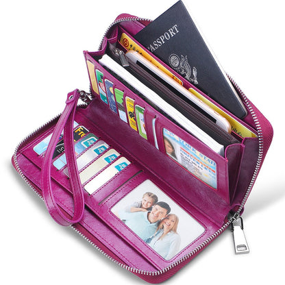 HOTWallets for Women RFID Blocking Leather Zip Around Wristlet Clutch Travel Purse