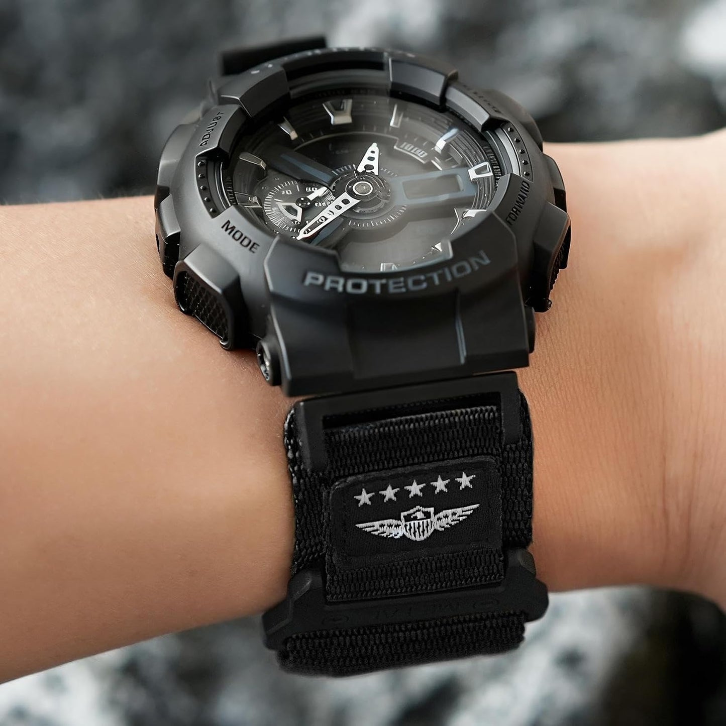 HOTAbanen Sport Strap with Stars-Stripes Flag Nylon Large Size Watch Band for Casio gshock DW-5600/8900 / GA-100/GW-B5600/GB-5600 /GW-6900