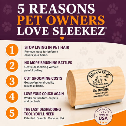 HOTSleekEZ Dog Brush for Shedding | Patented Deshedding Dog Brush | Pet Hair Remover for Short, Medium & Long Coats | Made in USA | 5 Inch