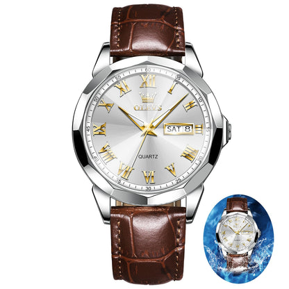 HOTOLEVS Watches for Men Case Waterproof Watches Leather Band Day Date Mens Watch Analog Quartz Chronograph Wristwatches Multi-Function Men's Watch