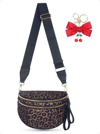 HOTBum Bag Crossbody Bag for Women | Spacious Bum Bags | Nylon Crossbody Fanny Packs | Leopard Purse Belt Wallet (Colour Bum Bag-Brown Leopard)