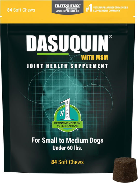 HOTNutramax Dasuquin MSM Joint Supplement, Small/Med Dogs, Soft Chews, 84ct | Glucosamine and Chondroitin, ASU & MSM, Dog Joint Support, For Dogs under 60 lbs, Vet-Recommended, Soft Chews