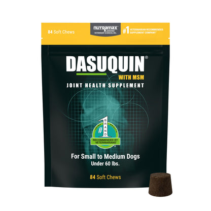 HOTNutramax Dasuquin MSM Joint Supplement, Small/Med Dogs, Soft Chews, 84ct | Glucosamine and Chondroitin, ASU & MSM, Dog Joint Support, For Dogs under 60 lbs, Vet-Recommended, Soft Chews