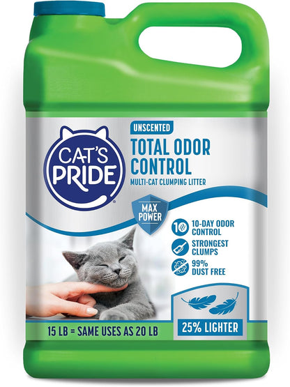 HOTCat's Pride Max Power: Total Odor Control - Up to 10 Days of Powerful Odor Control - Strong Clumping - Hypoallergenic - 99% Dust Free - Multi-Cat Litter, Unscented, 15 Pounds