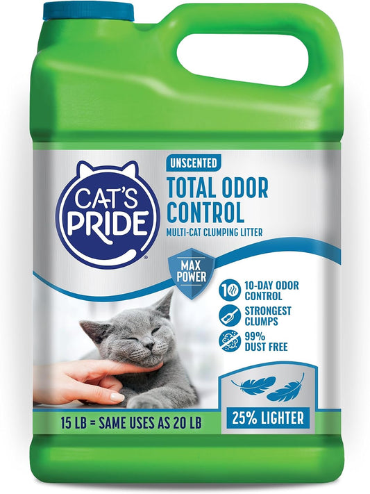 HOTCat's Pride Max Power: Total Odor Control - Up to 10 Days of Powerful Odor Control - Strong Clumping - Hypoallergenic - 99% Dust Free - Multi-Cat Litter, Unscented, 15 Pounds