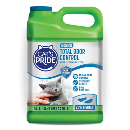 HOTCat's Pride Max Power: Total Odor Control - Up to 10 Days of Powerful Odor Control - Strong Clumping - Hypoallergenic - 99% Dust Free - Multi-Cat Litter, Unscented, 15 Pounds