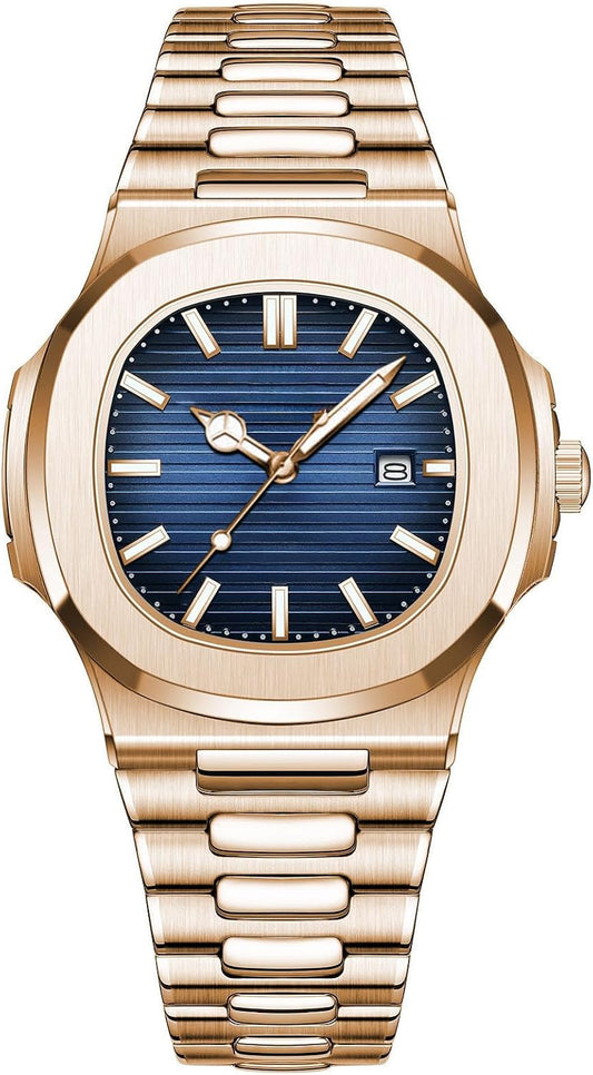 HOTBESTKANG Men Quartz Movement Watch Waterproof Luminous Men's Watch, Stainless Steel Strap Business Watches