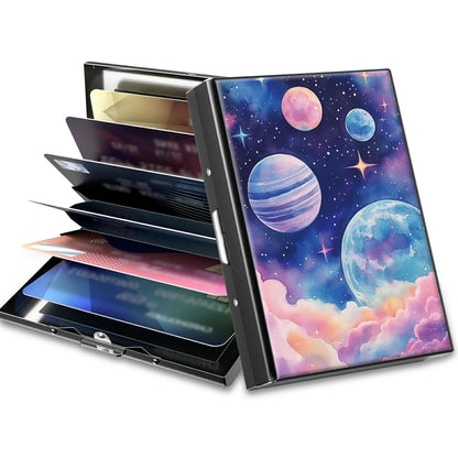 HOTCute Credit Card Holder with Zipper, Crow Skull RFID-Blocking Card Case Small Wallet for Women Men, Multi-slot Card Organizer Case Travel Accordion Wallet