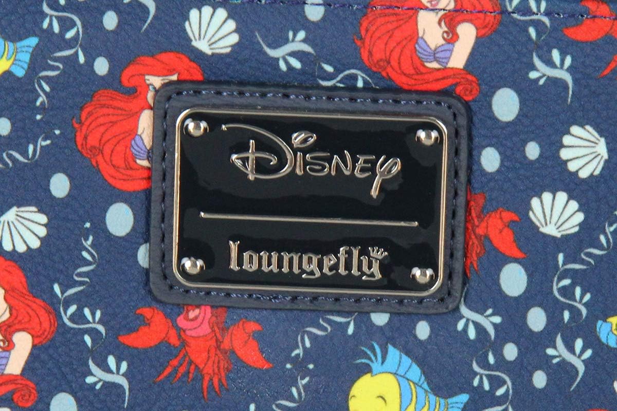HOTLoungefly Disney Little Mermaid Ariel And Flounder Faux Leather Full Zip Wallet