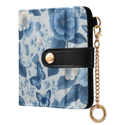 HOTElegant Peonies and Irises Rfid Women Wallet 1 Pack Cute Coin Purse PU Leather Small Wallets Credit Card Holder Bifold Zipper Thin Travel Wallet for Female Ladies Teen Girls Girly