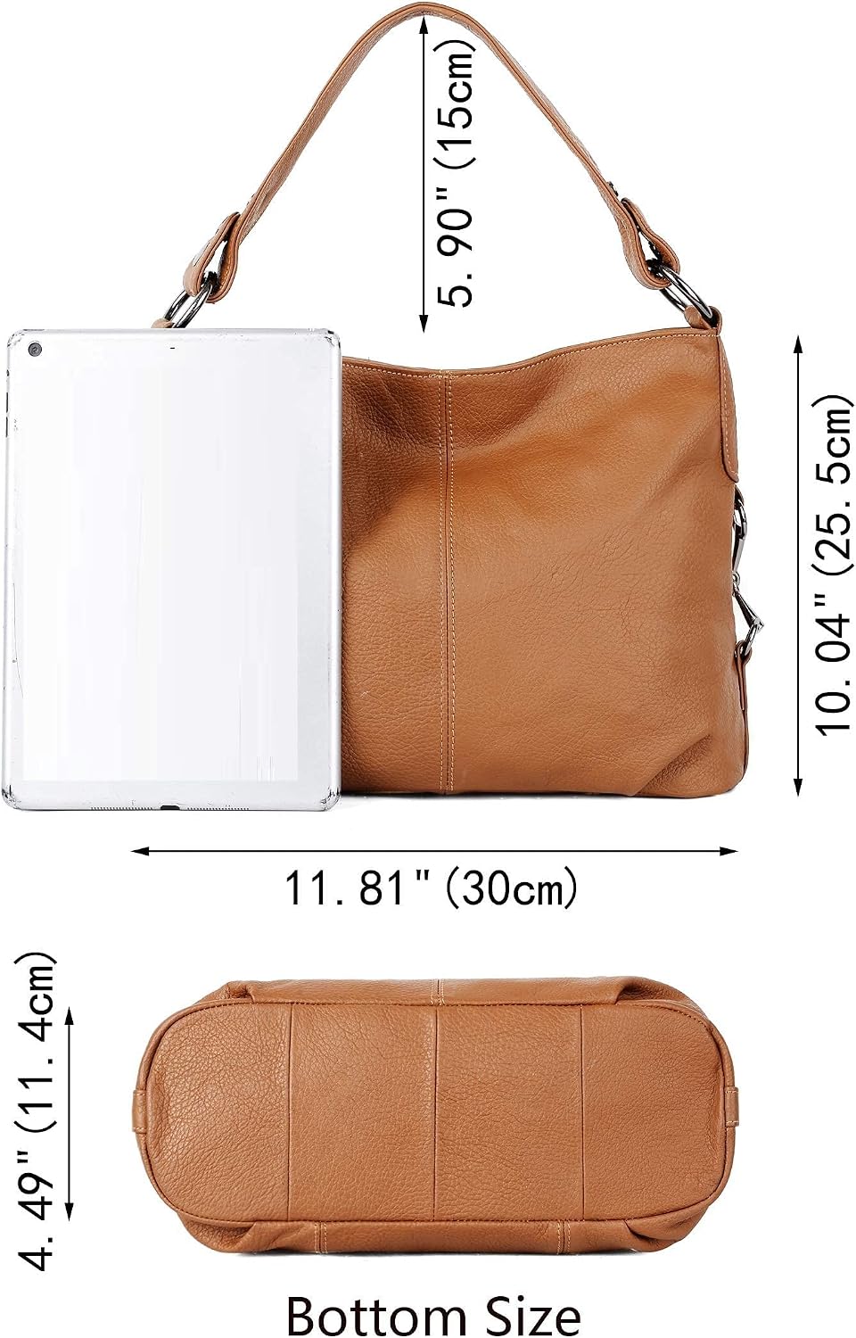 HOTYALUXE Bundle Women's Real Leather Handbags Purses and RFID Protected Card Wallets Brown 1
