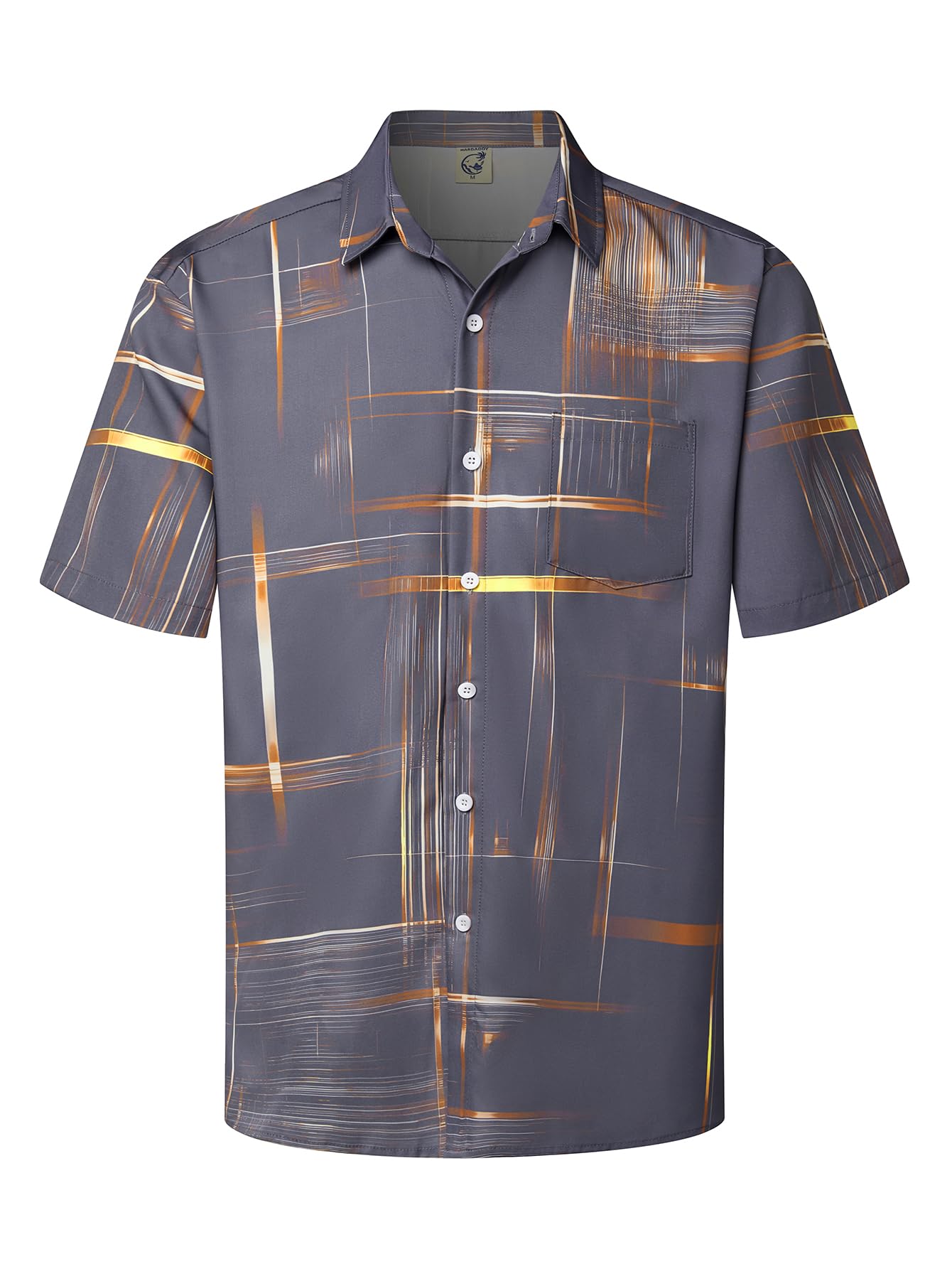 HOTHardaddy Men's Hawaiian Shirt Short Sleeves Printed Button Down Summer Beach Casual Shirts