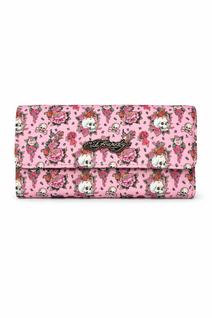 HOTED HARDY Women's Trifold Wallet with Multicompartment Storage EHW193 (Pink/White)