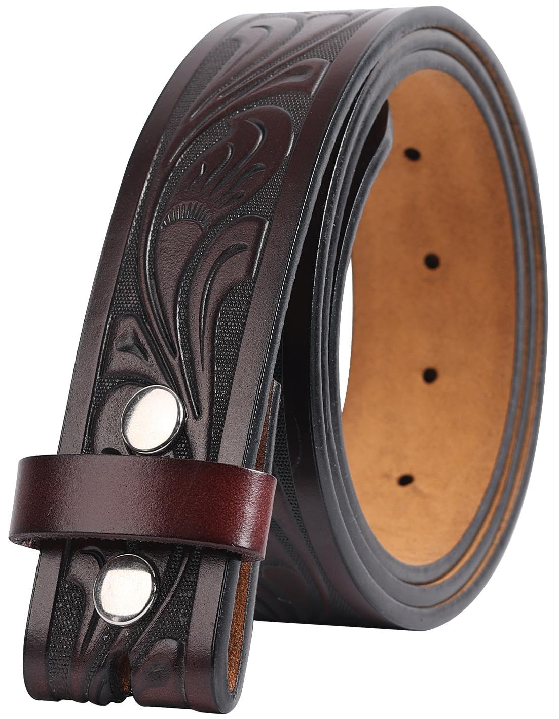 HOTSsumday Western Leather Belt Strap for Men Women Cowboy Cowgirl Leather Mens Belts for Jeans Birthday Christmas Belt Gifts
