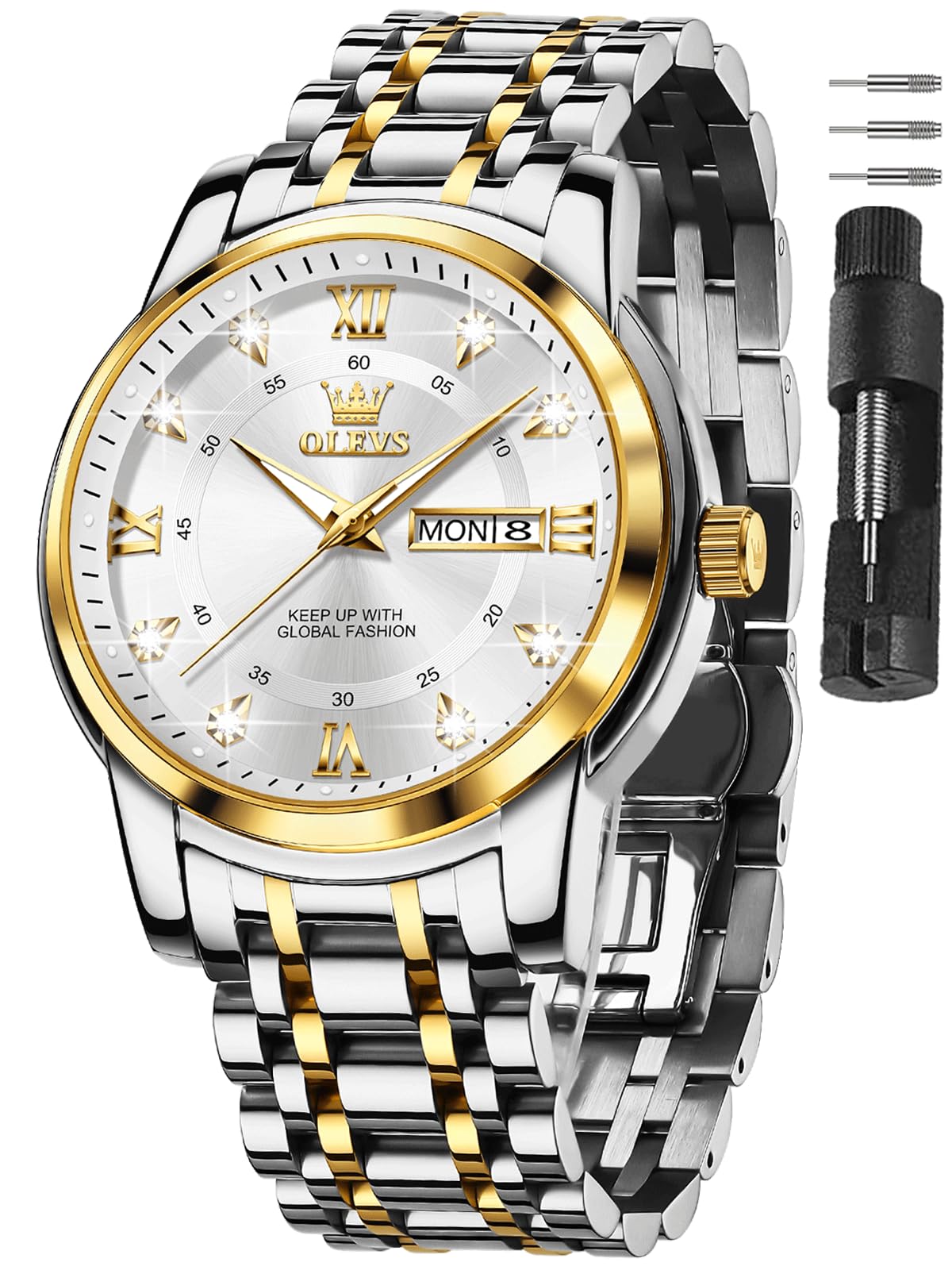 HOTOLEVS Men's Watch,Classic Silver Watches for Men, Waterproof Stainless Steel Roman Numbers Men's Watch Easy to Read