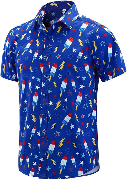 HOTEUOW Men's Hawaiian Shirt Short Sleeve Printed Button Down Beach Shirts
