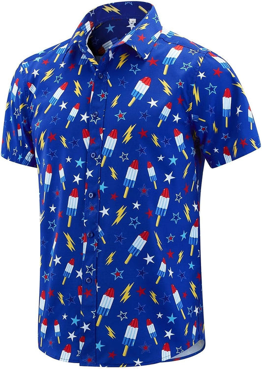 HOTEUOW Men's Hawaiian Shirt Short Sleeve Printed Button Down Beach Shirts