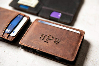 HOTPersonalized Distressed Leather Flip Wallet by Left Coast Original