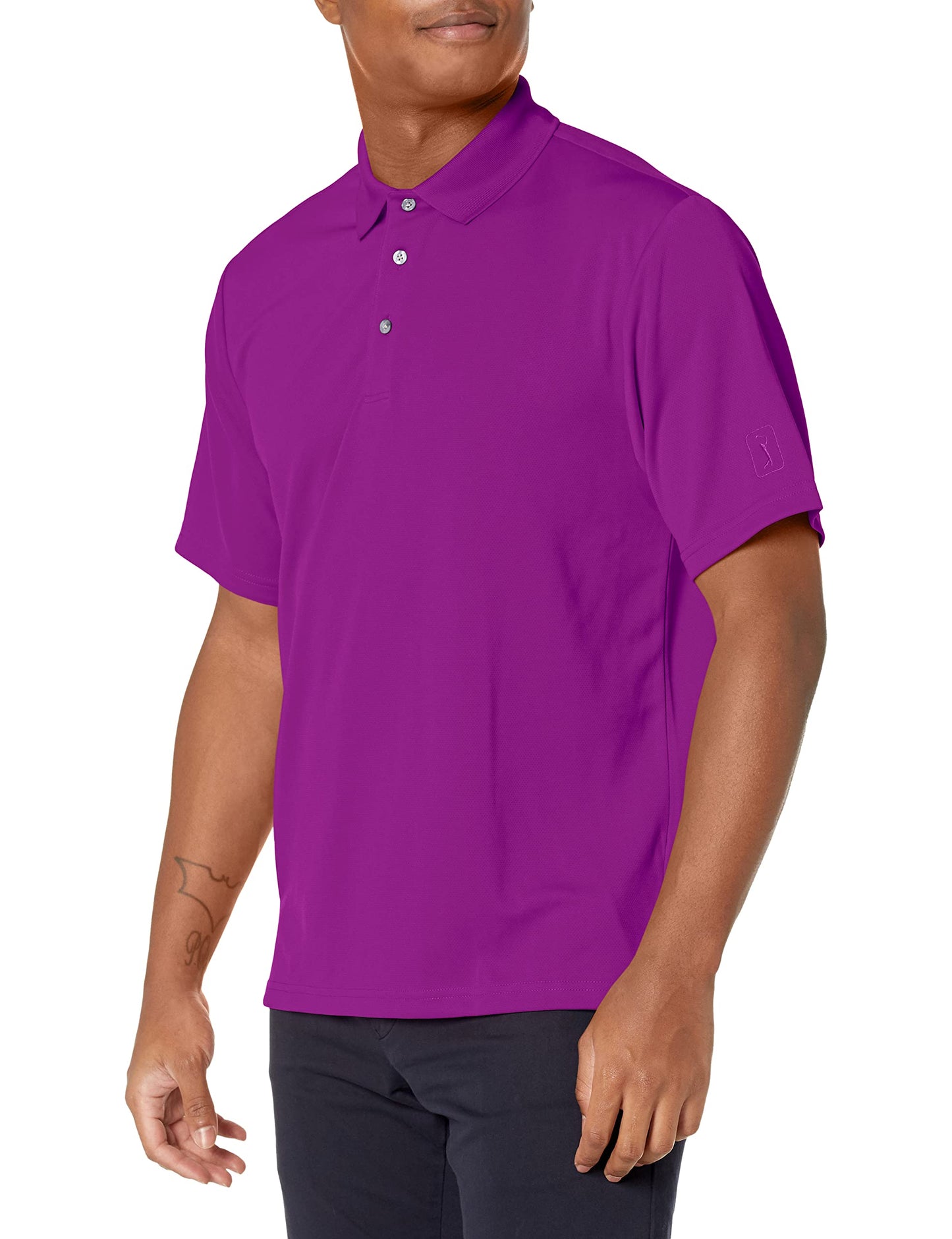 HOTPGA Tour Men's Airflux Solid Mesh Short Sleeve Classic Golf Polo Shirt