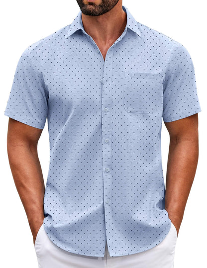 HOTCOOFANDY Mens Short Sleeve Casual Button Down Shirts Summer Untucked Dress Shirts with Pocket