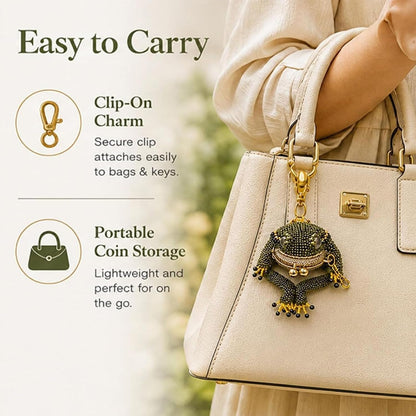 HOTCharming Frog Coin Purse, Small Pouch Earbuds Keychain Bag，1 Pc | Cute Small Mini Pouch Accessories, Kiss Lock Charm Keychain Decor, Daily Carry Wallet, Currency Storage Bag Ring Pendant