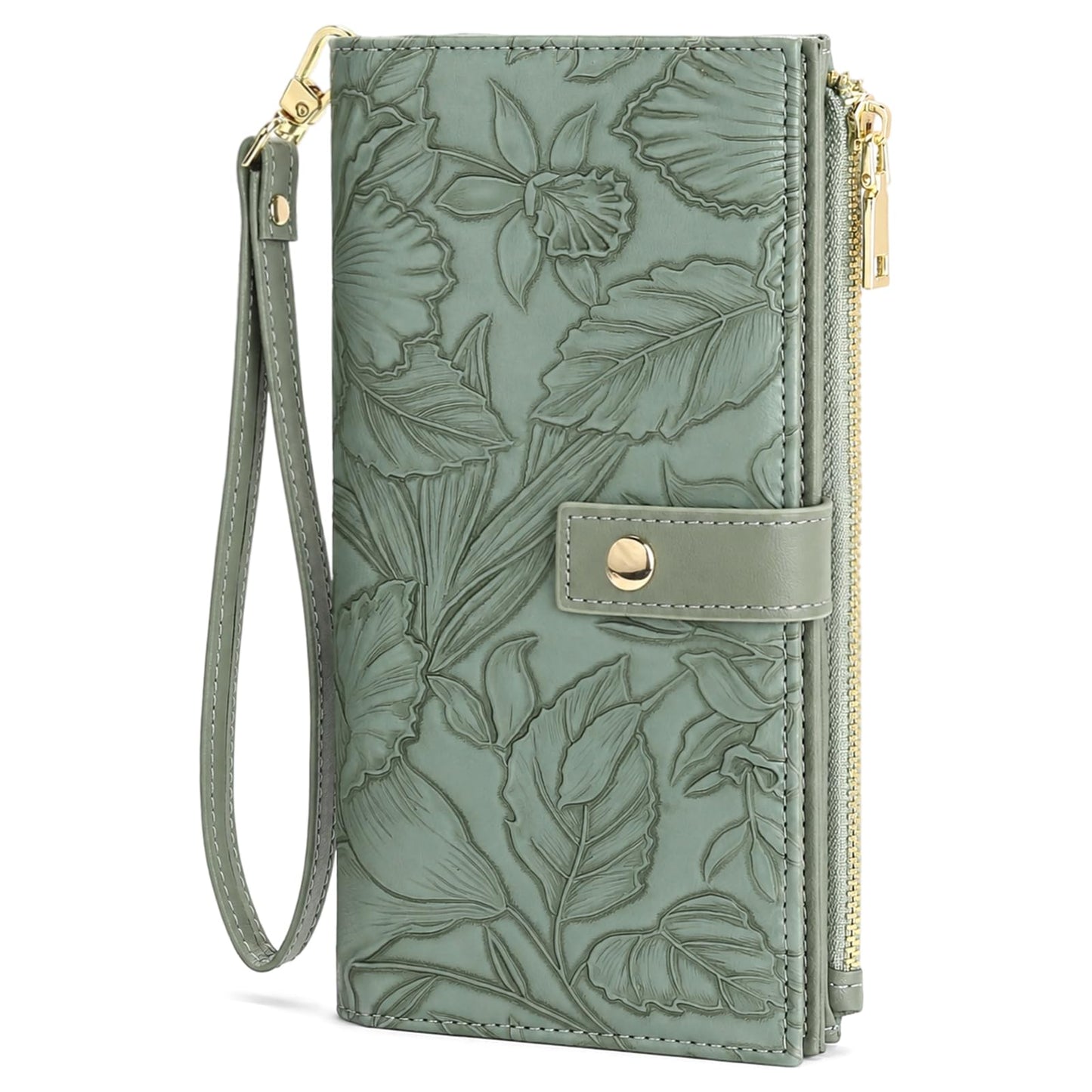 HOTFALAN MULE Wallets for Women RFID Blocking Vegan Leather wristlet wallet | Trifold Clutch Large Capacity Credit Card Holder Travel Purse Wristlet Wallets Ladies Purse with 2 ID Windows