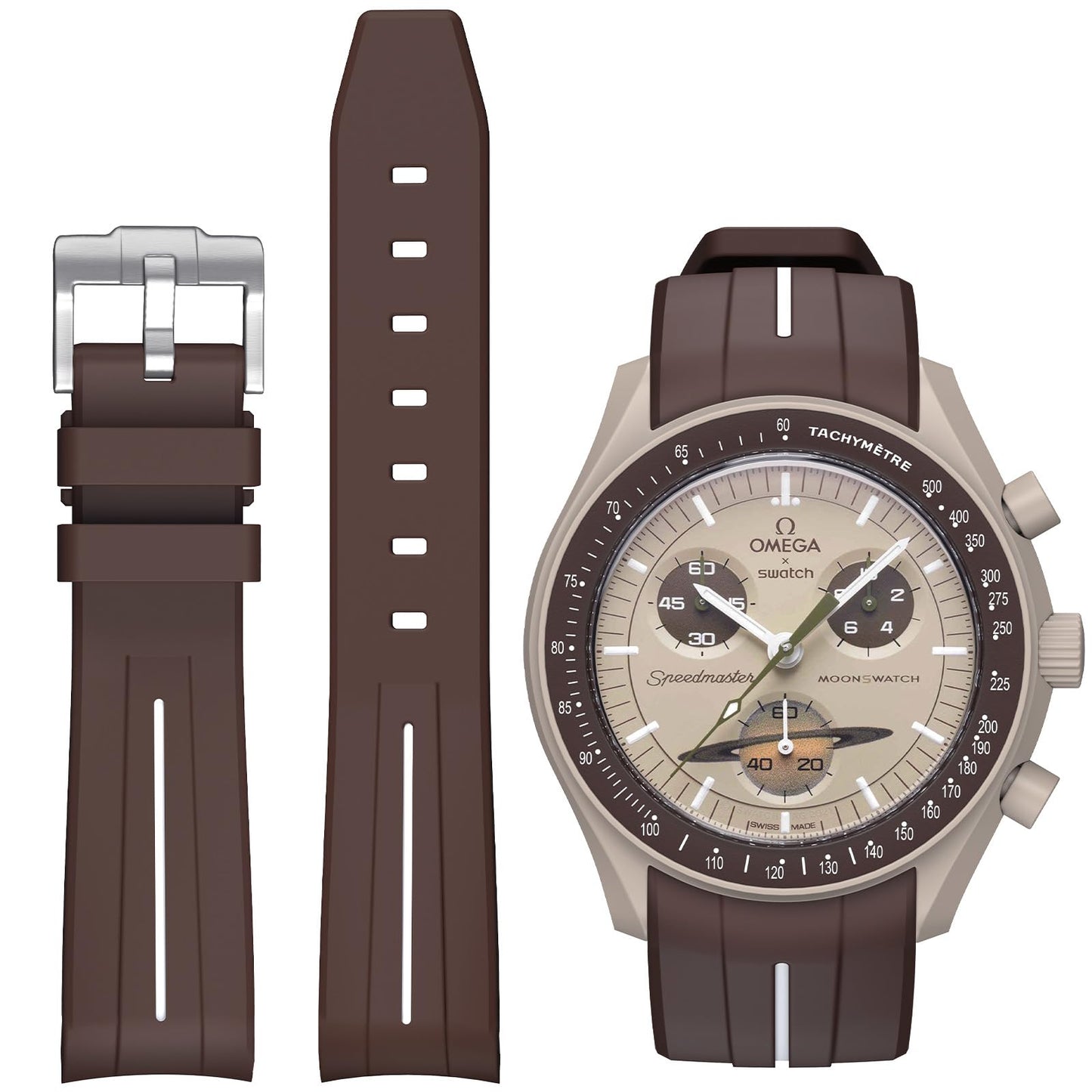 HOTBands for Moonswatch Watch,Curved No Gap Rubber Strap Compatible with Omega X Swatch Moonswatch Speedmaster/Rolex/SEIKO 20mm Watch,Swatch Omega Moonswatch Speedmaster Watch Replacement Band Men Women