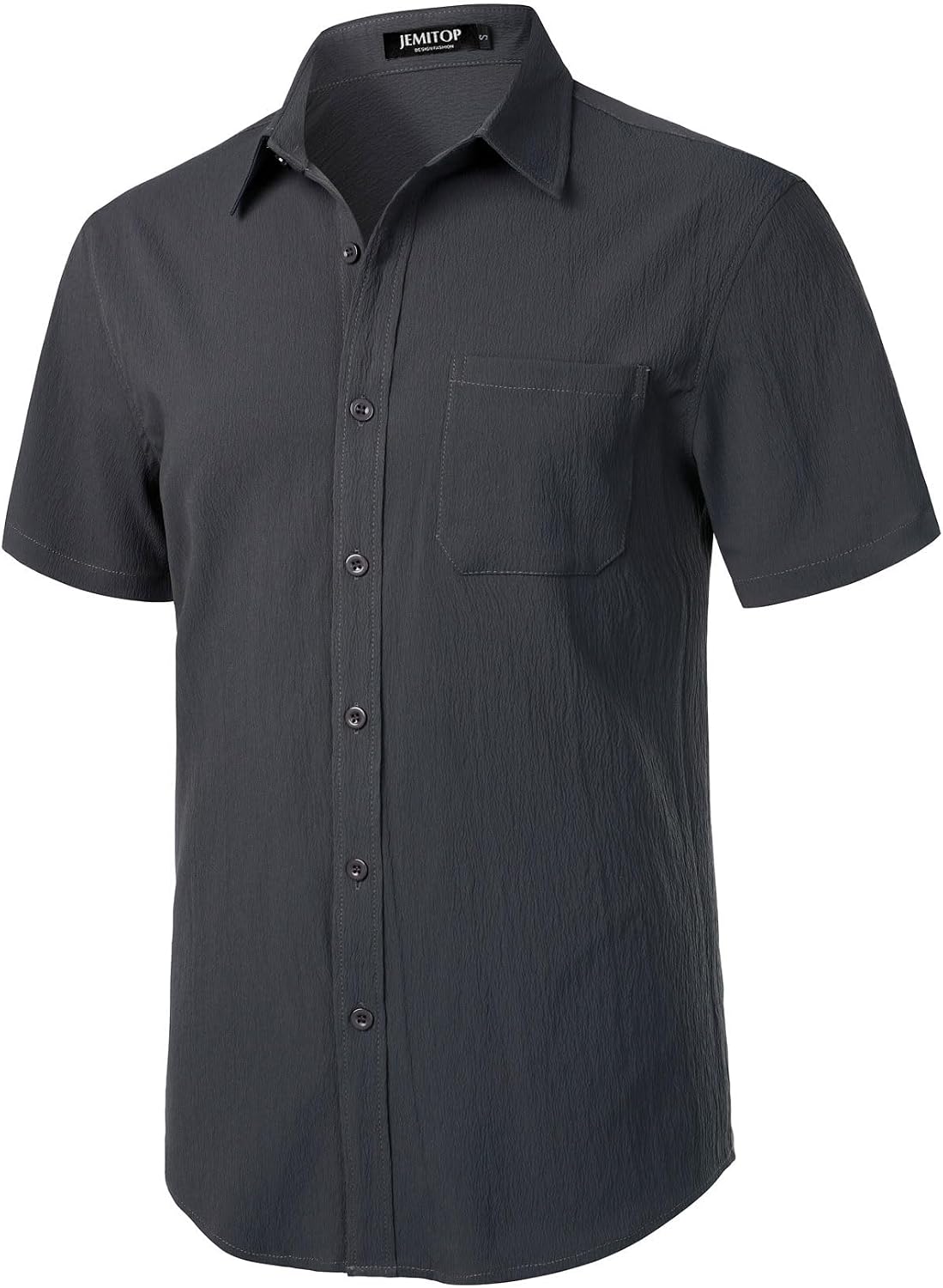 HOTJEMITOP Mens Stretch Wrinkle Free Texture Shirts | Lightweight, Summer, Beach, Stylish, Button Down, Short Sleeve, Casual, Vacation