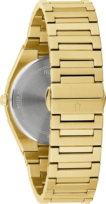 HOTBulova Mens Dress Classic Quartz Two Tone Stainless Steel Watch, Patterned Dial, 39mm