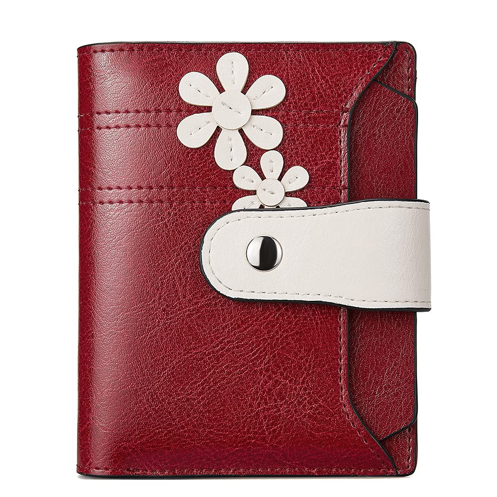 HOTBOSTANTEN Women Leather Wallet RFID Blocking Bifold Zipper Pocket Wallet Card Case Purse with ID Window