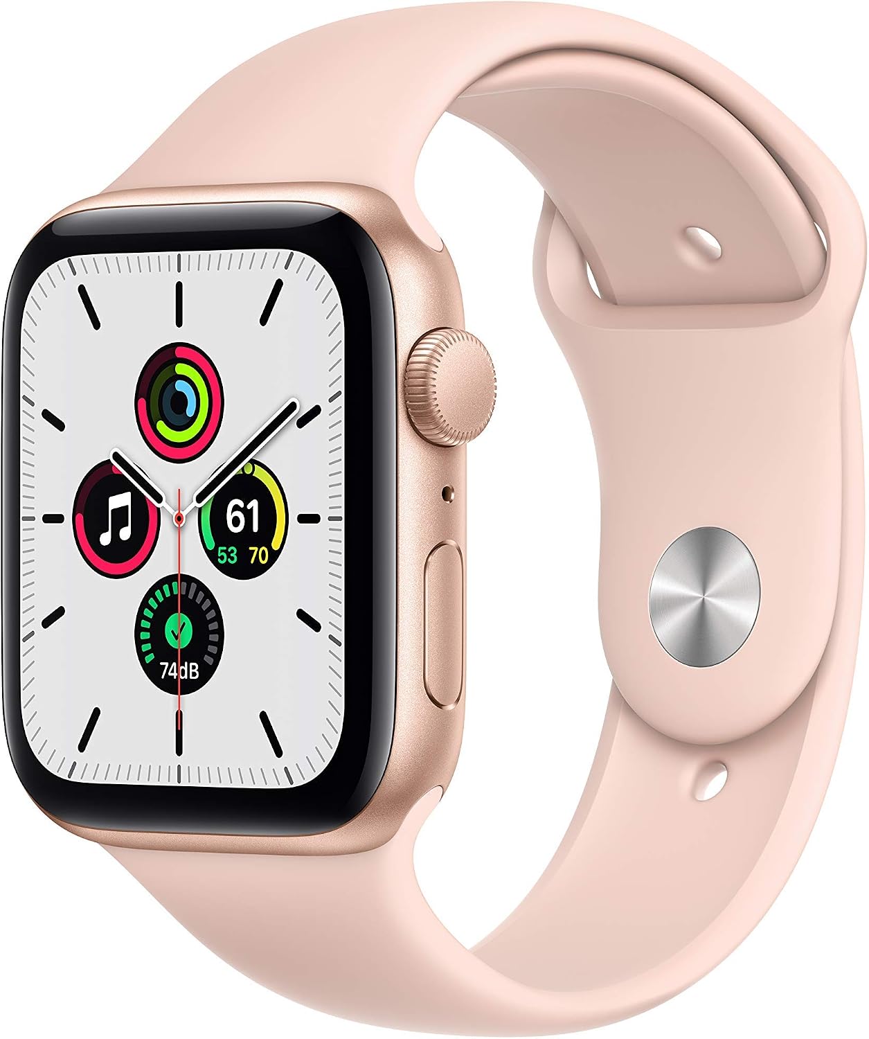 HOTApple Watch SE (GPS, 44mm) - Gold Aluminum Case with Pink Sand Sport Band (Renewed)